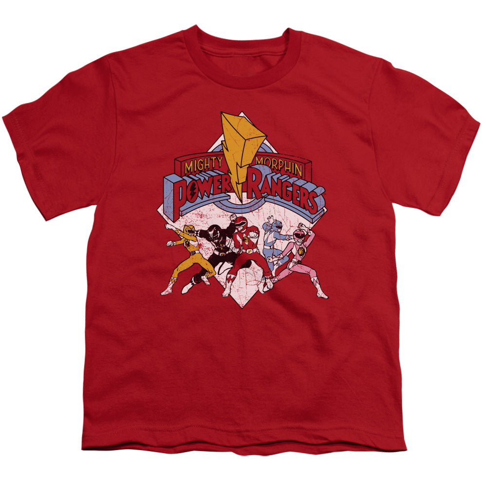 Power Rangers Retro Rangers Kids Youth T Shirt Red