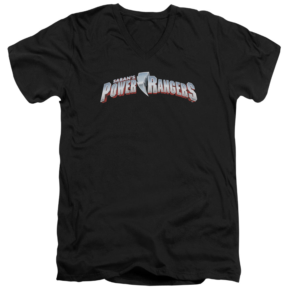 Power Rangers New Logo Mens Slim Fit V-Neck T Shirt Black