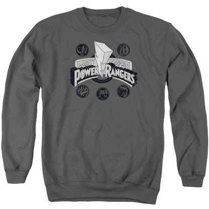 Power Rangers Power Coins Mens Crewneck Sweatshirt Charcoal