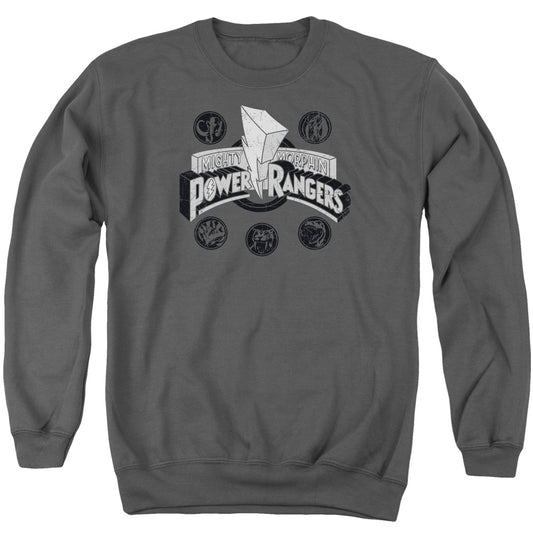 Power Rangers Power Coins Mens Crewneck Sweatshirt Charcoal