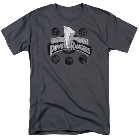 Power Rangers Power Coins Mens T Shirt Charcoal