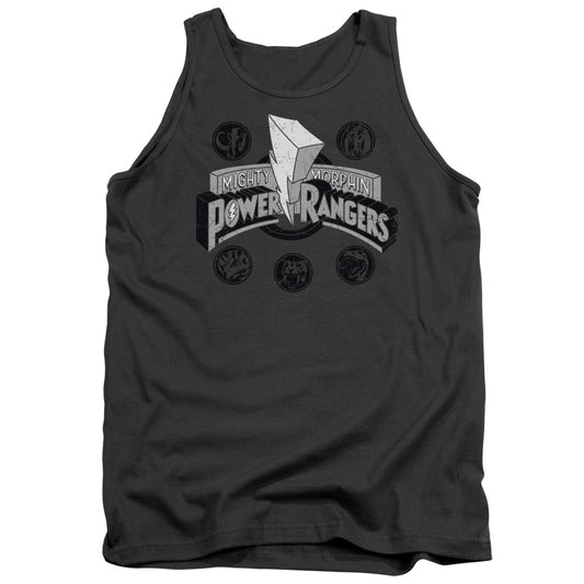 Power Rangers Power Coins Mens Tank Top Shirt Charcoal