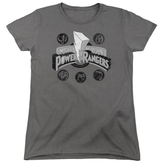 Power Rangers Power Coins Womens T Shirt Charcoal