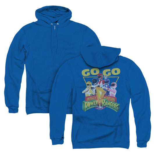 Power Rangers Go Go Back Print Zipper Mens Hoodie Royal Blue