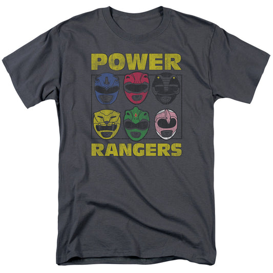 Power Rangers Ranger Heads Mens T Shirt Charcoal