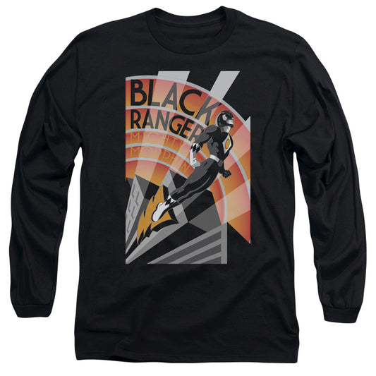 Power Rangers Black Ranger Deco Mens Long Sleeve Shirt Black