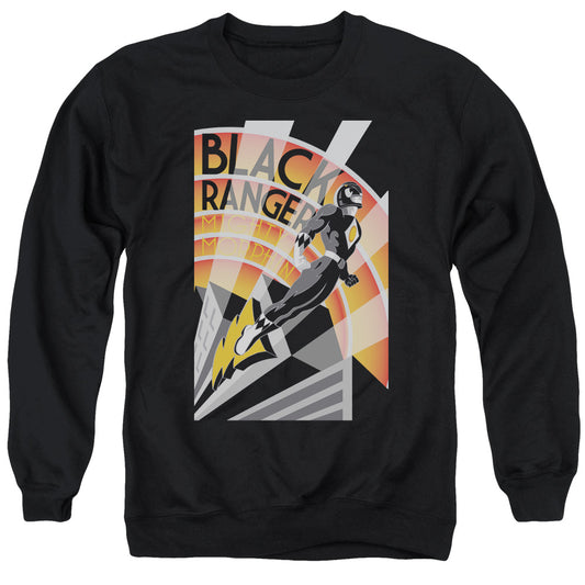 Power Rangers Black Ranger Deco Mens Crewneck Sweatshirt Black