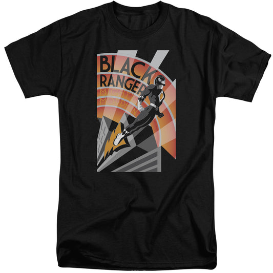 Power Rangers Black Ranger Deco Mens Tall T Shirt Black