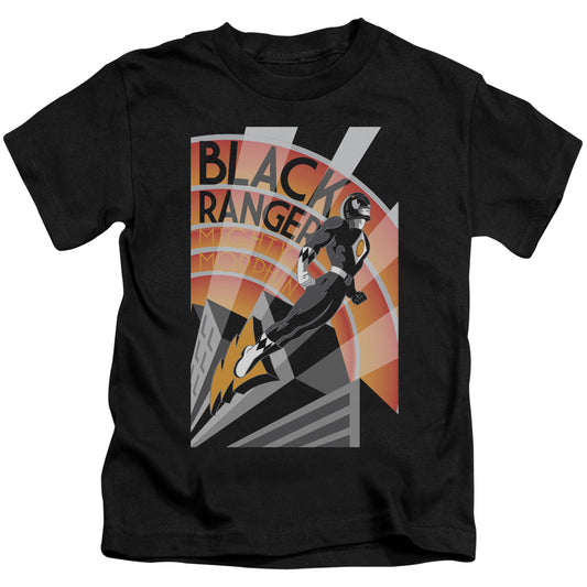 Power Rangers Black Ranger Deco Juvenile Kids Youth T Shirt Black