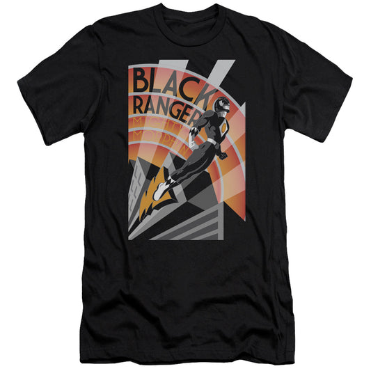 Power Rangers Black Ranger Deco Premium Bella Canvas Slim Fit Mens T Shirt Black