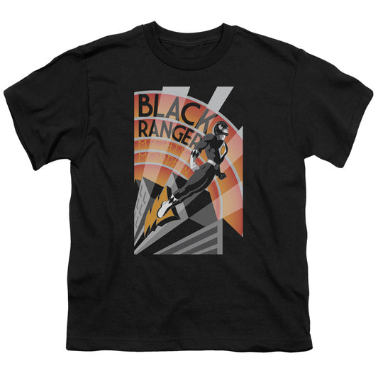 Power Rangers Black Ranger Deco Kids Youth T Shirt Black