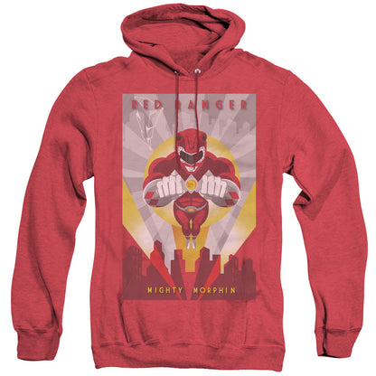 Power Rangers Red Deco Mens Heather Hoodie Red Officially Licensed