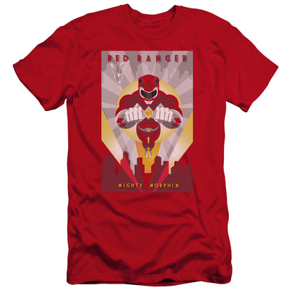 Power Rangers Red Deco Premium Bella Canvas Slim Fit Mens T Shirt Red