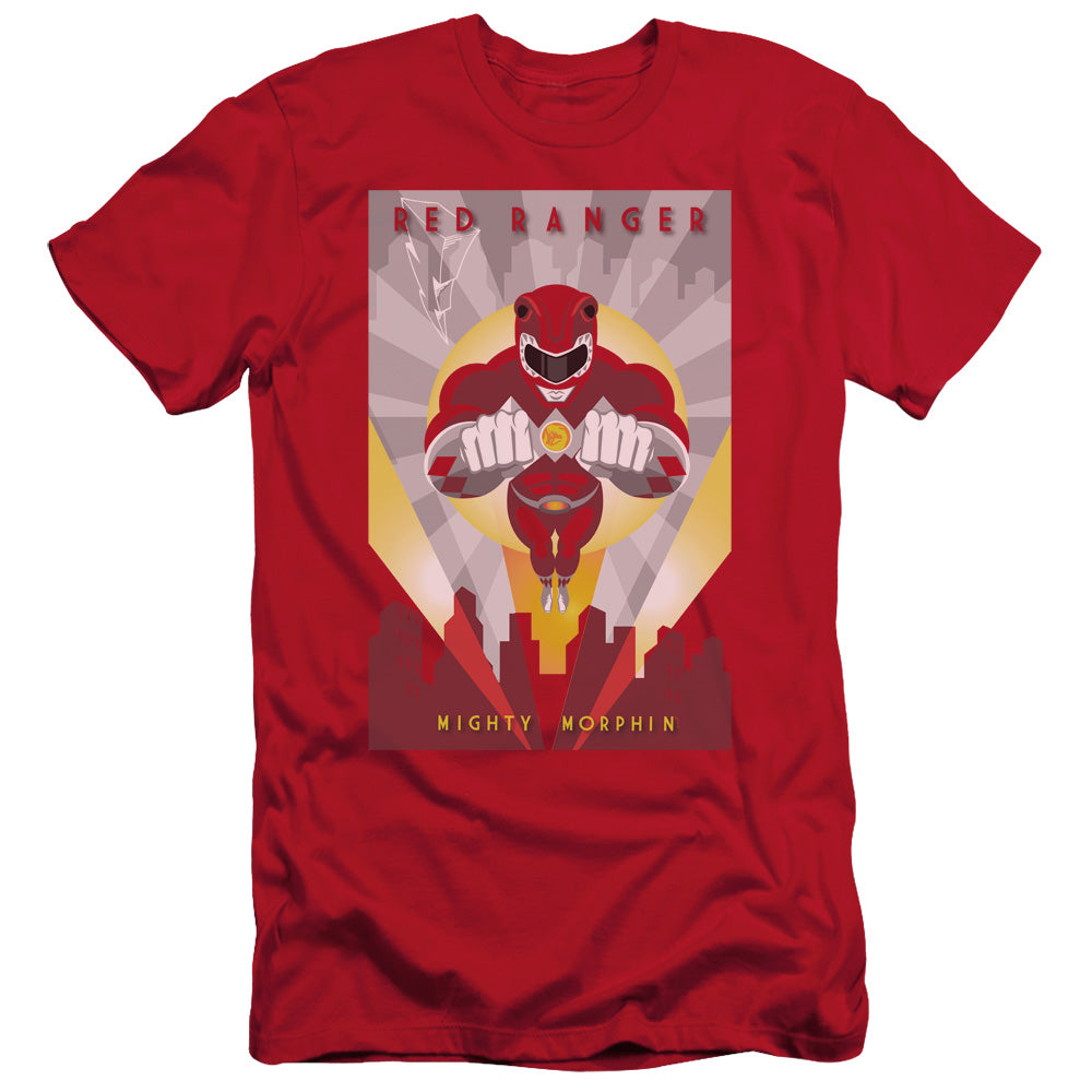 Power Rangers Red Deco Slim Fit Mens T Shirt Red