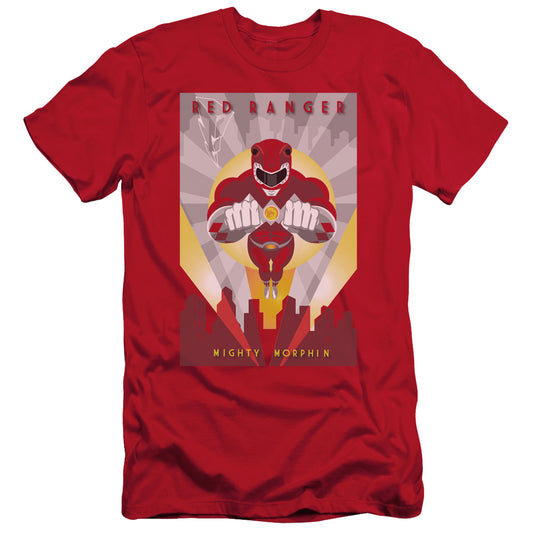 Power Rangers Red Deco Slim Fit Mens T Shirt Red