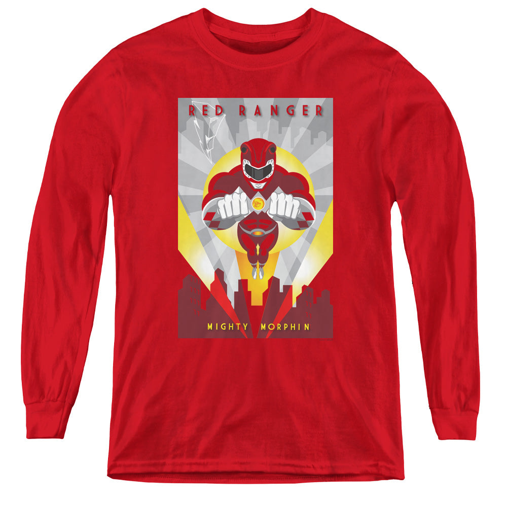 Power Rangers Red Deco Long Sleeve Kids Youth T Shirt Red