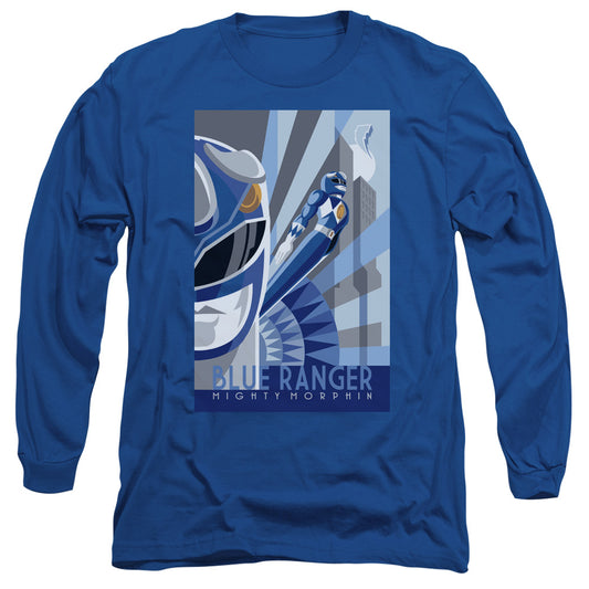 Power Rangers Blue Ranger Deco Mens Long Sleeve Shirt Royal Blue