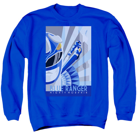 Power Rangers Blue Ranger Deco Mens Crewneck Sweatshirt Royal Blue