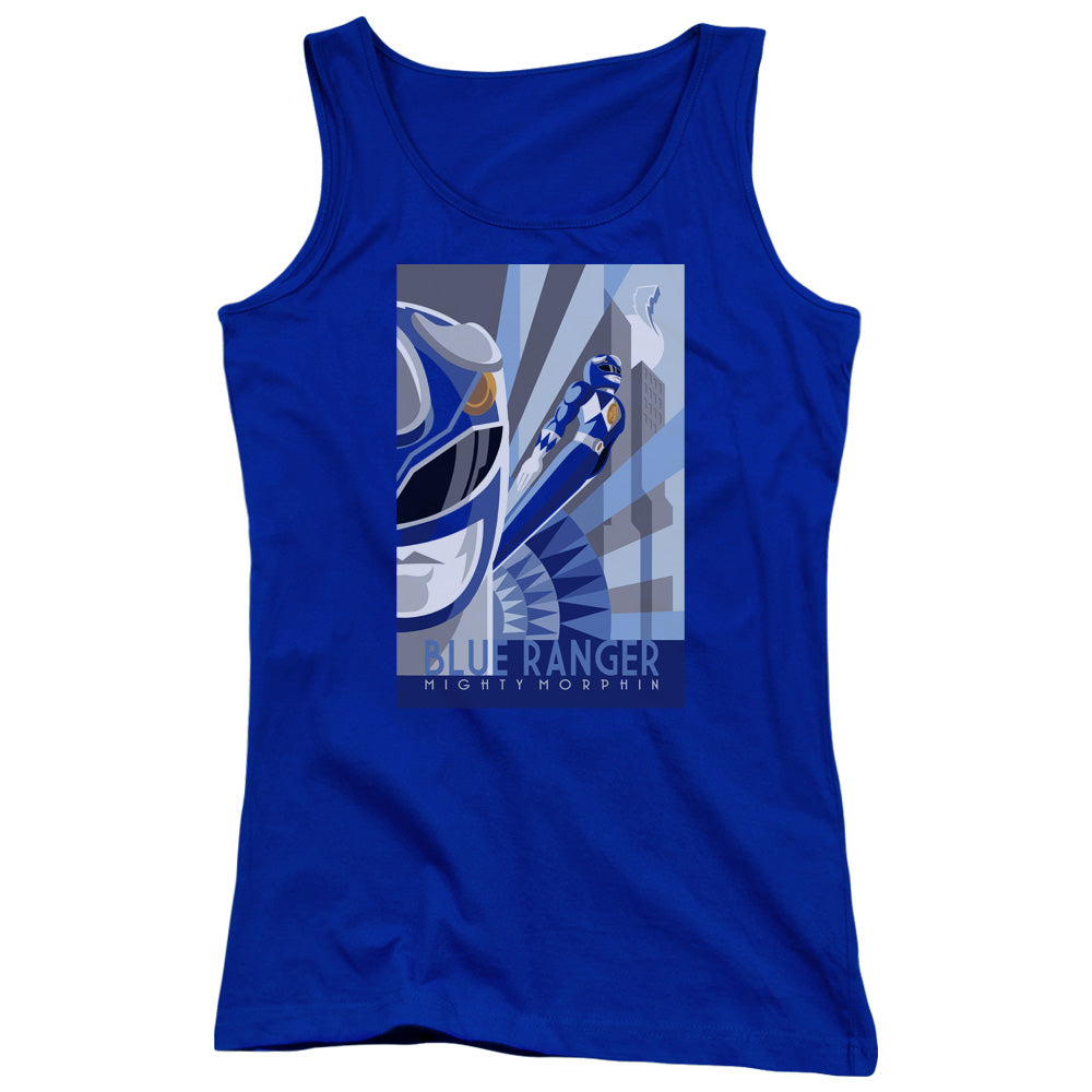 Power Rangers Blue Ranger Deco Womens Tank Top Shirt Royal Blue