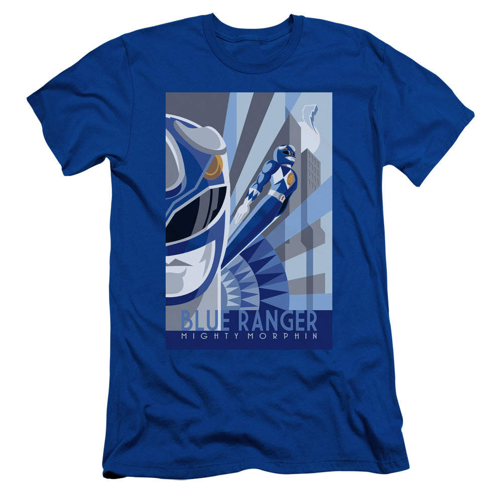 Power Rangers Blue Ranger Deco Slim Fit Mens T Shirt Royal Blue