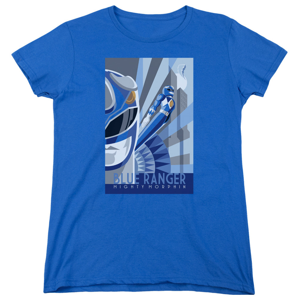 Power Rangers Blue Ranger Deco Womens T Shirt Royal Blue