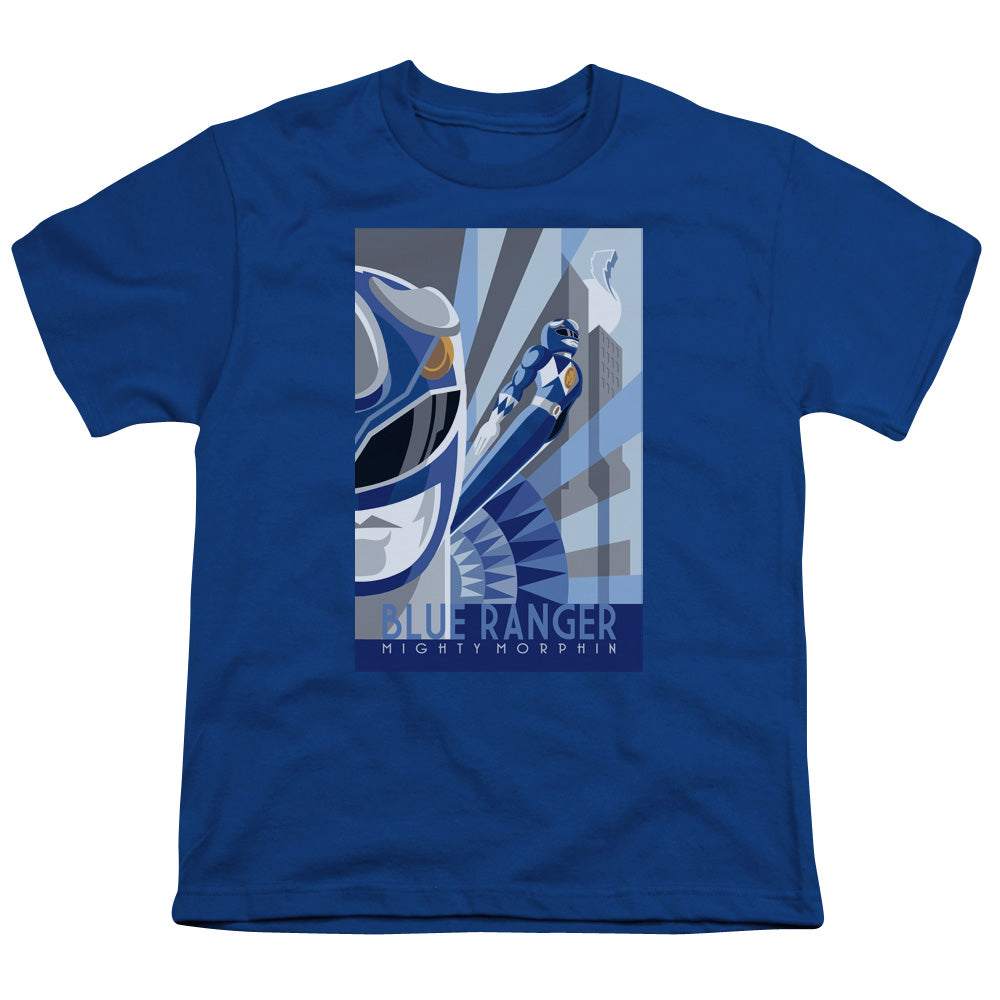 Power Rangers Blue Ranger Deco Kids Youth T Shirt Royal Blue