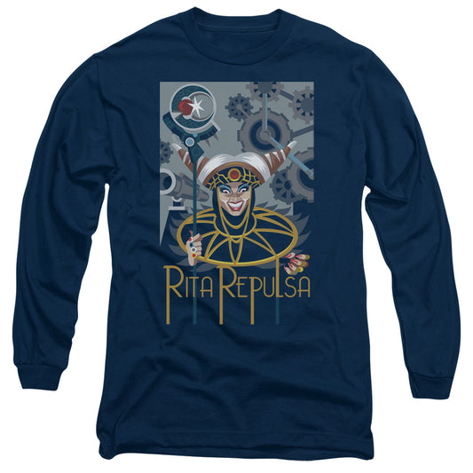 Power Rangers Rita Deco Mens Long Sleeve Shirt Navy Blue