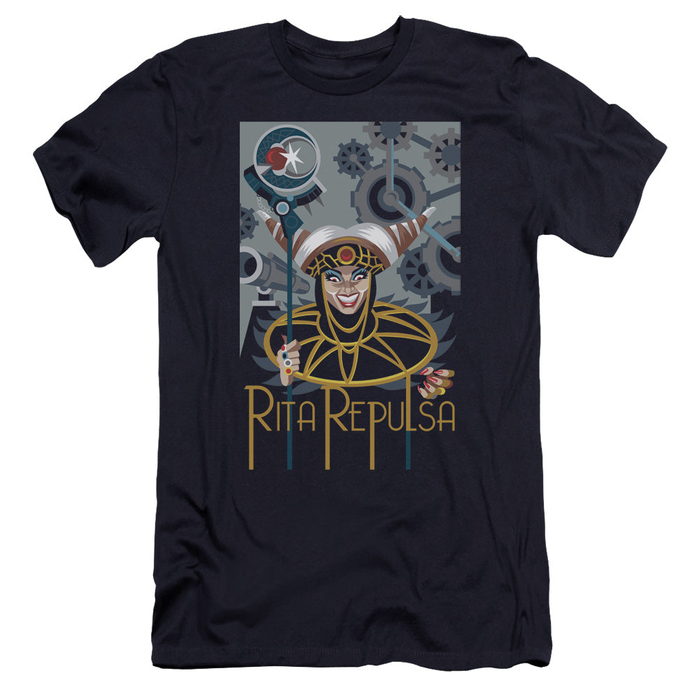 Power Rangers Rita Deco Premium Bella Canvas Slim Fit Mens T Shirt Navy Blue