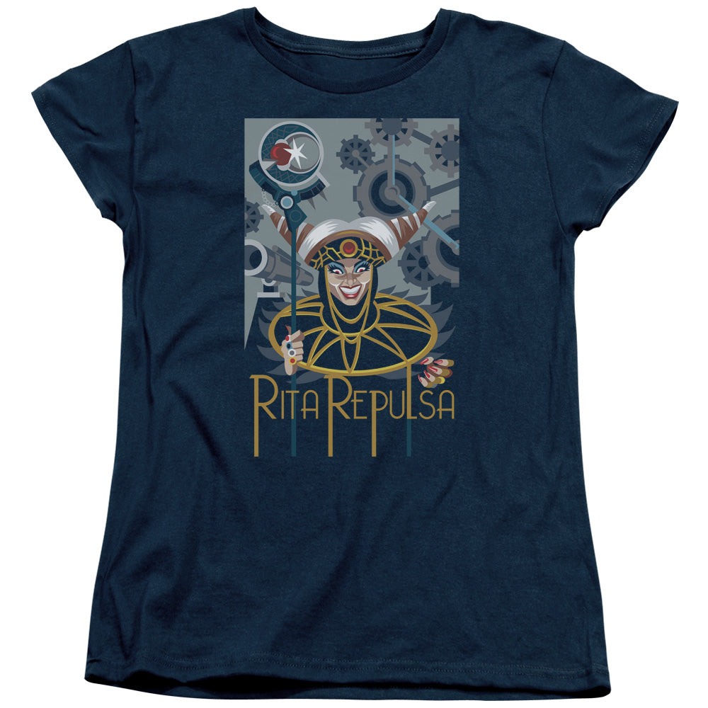 Power Rangers Rita Deco Womens T Shirt Navy Blue