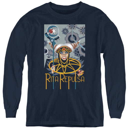 Power Rangers Rita Deco Long Sleeve Kids Youth T Shirt Navy Blue