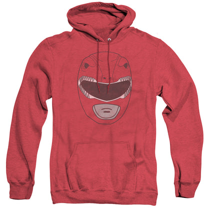 Power Rangers Red Ranger Mask Mens Heather Hoodie Red Officially Licensed