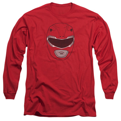 Power Rangers Red Ranger Mask Mens Long Sleeve Shirt Red