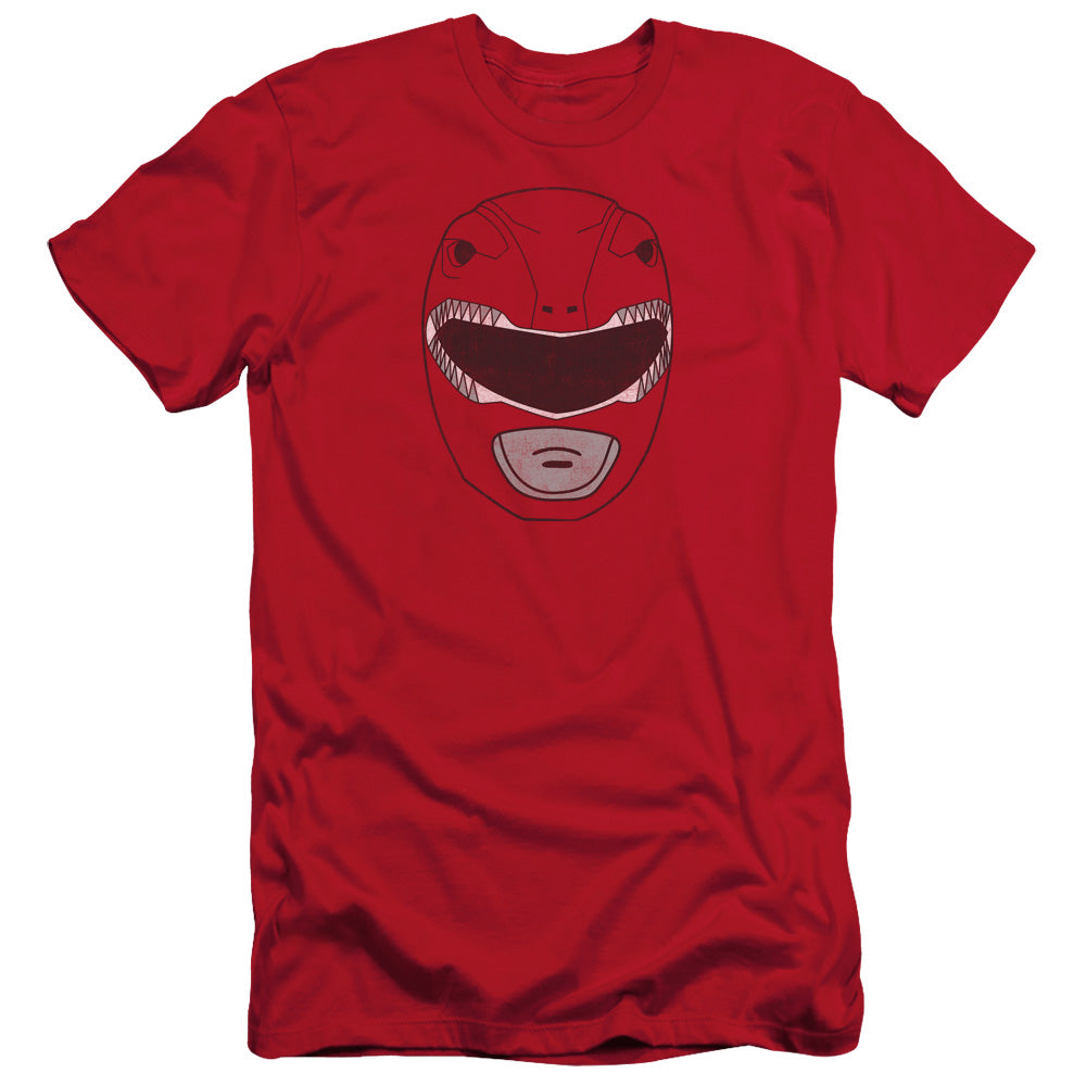 Power Rangers Red Ranger Mask Slim Fit Mens T Shirt Red