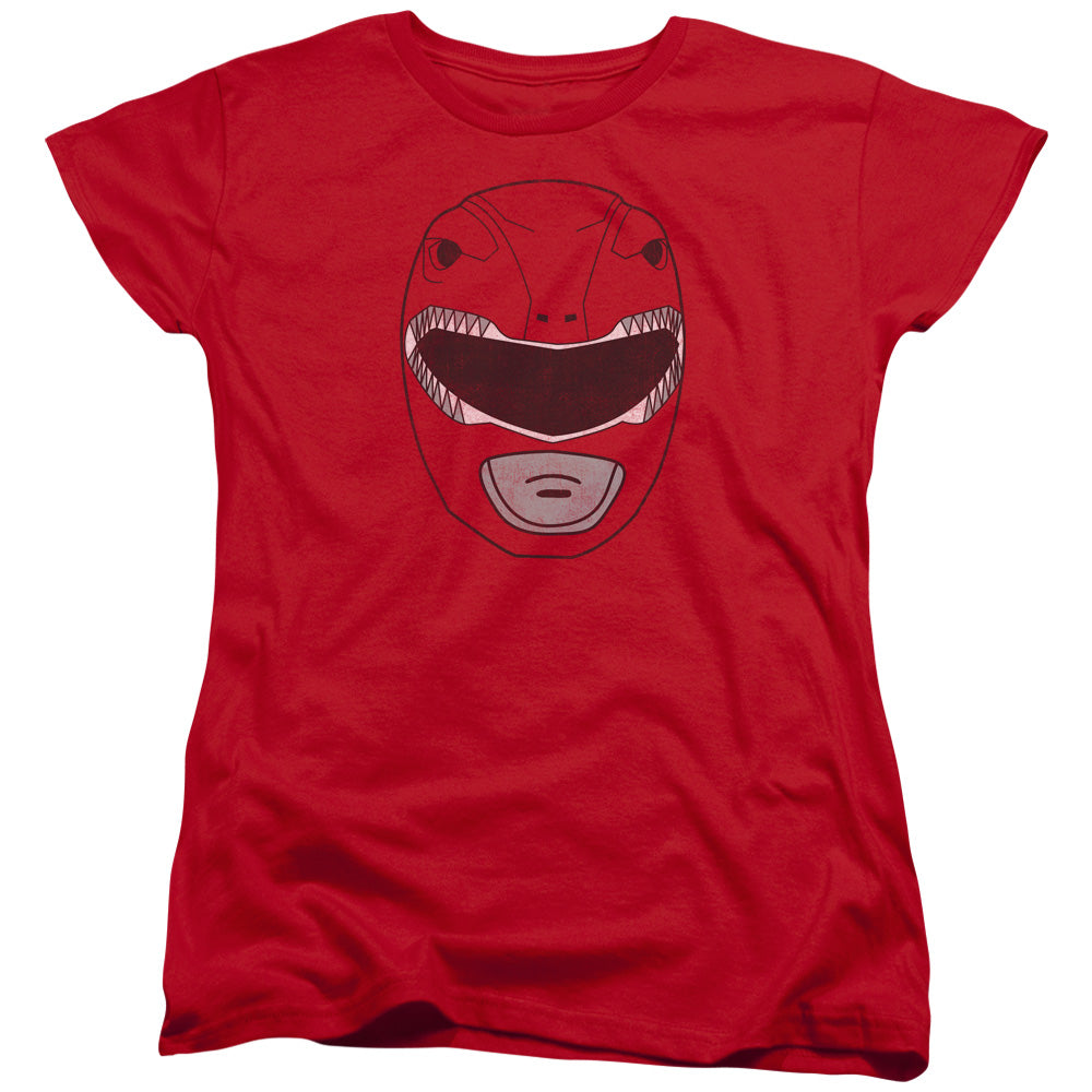 Power Rangers Red Ranger Mask Womens T Shirt Red