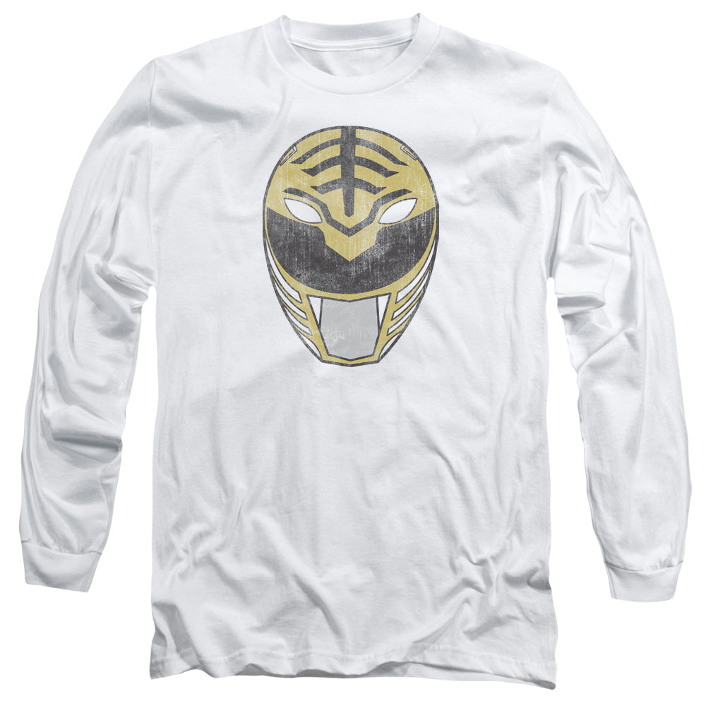 Power Rangers White Ranger Mask Mens Long Sleeve Shirt White