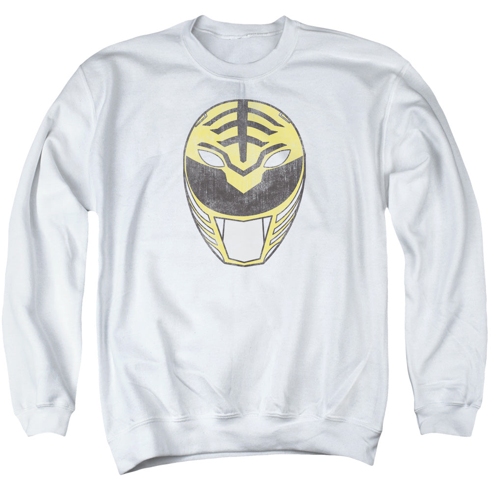 Power Rangers White Ranger Mask Mens Crewneck Sweatshirt White