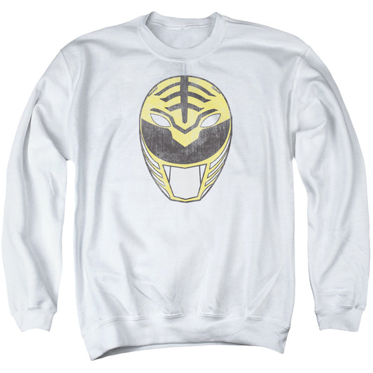 Power Rangers White Ranger Mask Mens Crewneck Sweatshirt White