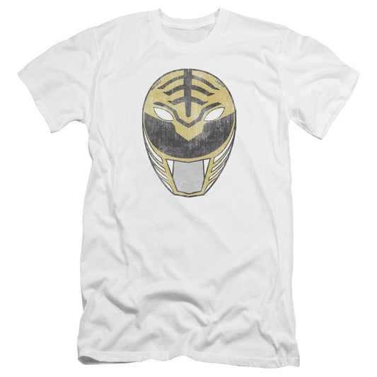 Power Rangers White Ranger Mask Premium Bella Canvas Slim Fit Mens T Shirt White