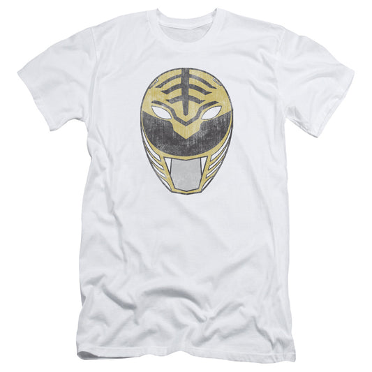 Power Rangers White Ranger Mask Slim Fit Mens T Shirt White