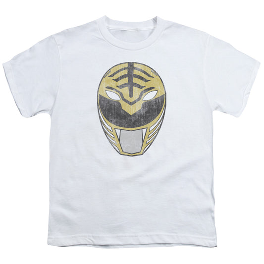 Power Rangers White Ranger Mask Kids Youth T Shirt White