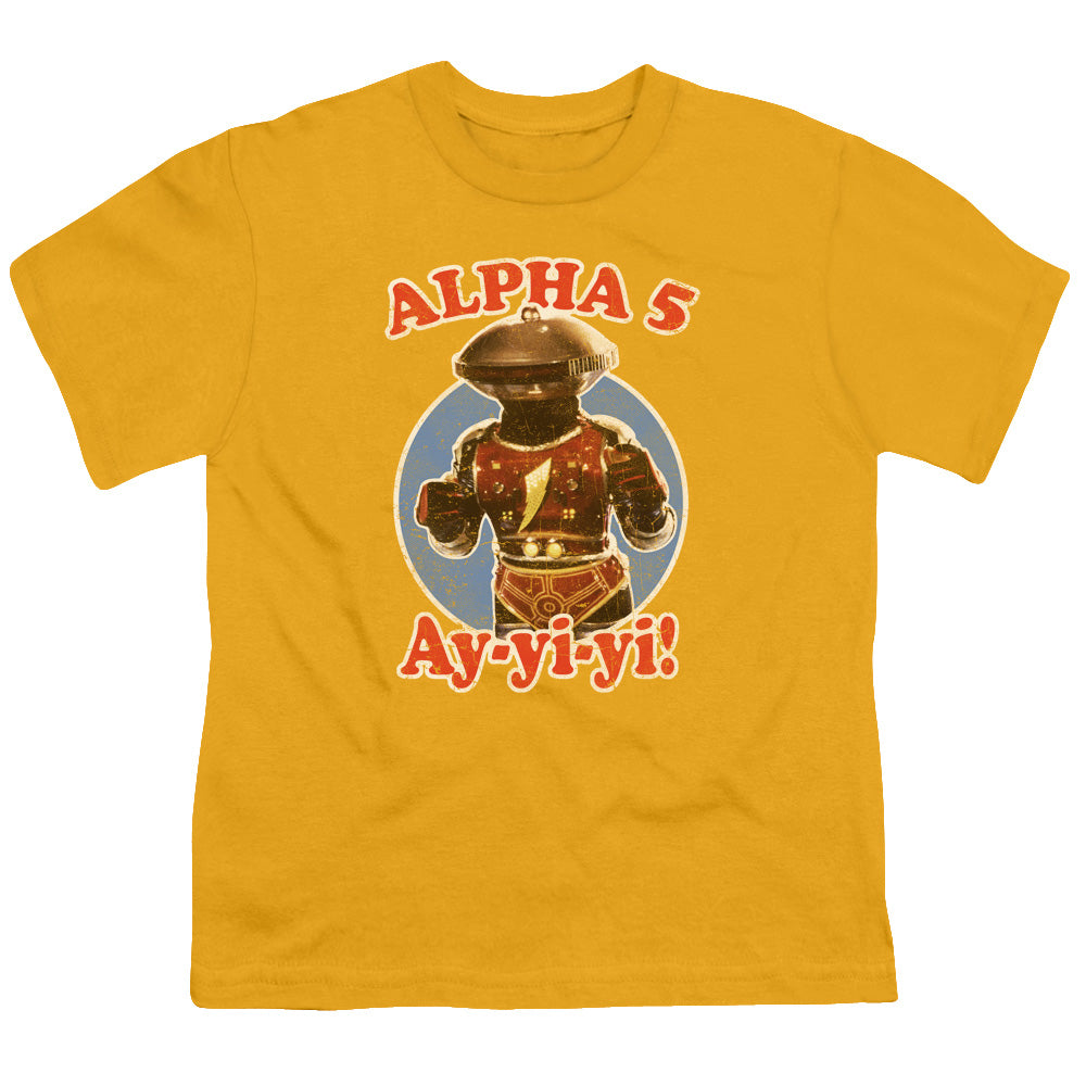 Power Rangers Alpha 5 Kids Youth T Shirt Gold