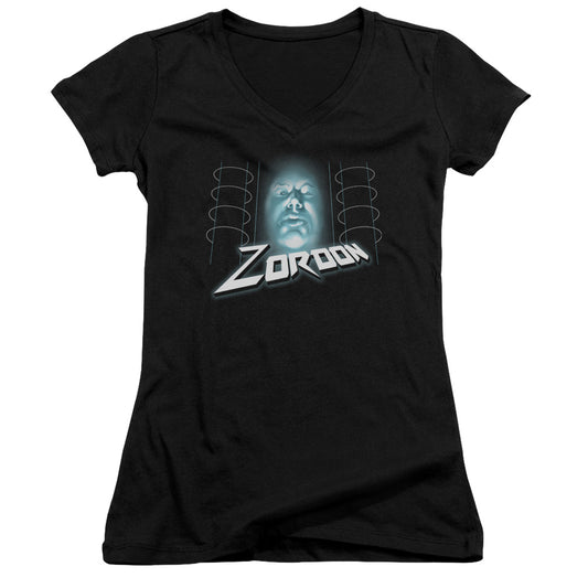 Power Rangers Zordon Junior Sheer Cap Sleeve V-Neck Womens T Shirt Black