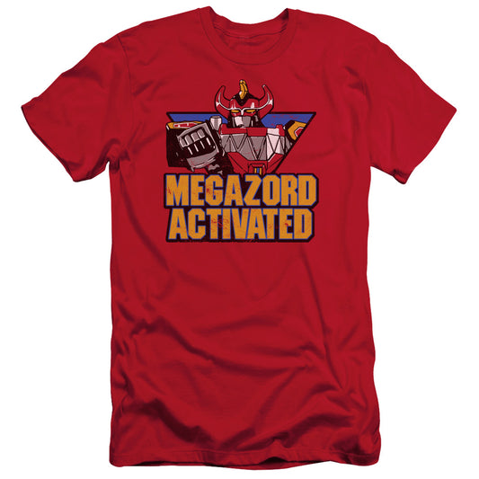 Power Rangers Megazord Activated Slim Fit Mens T Shirt Red