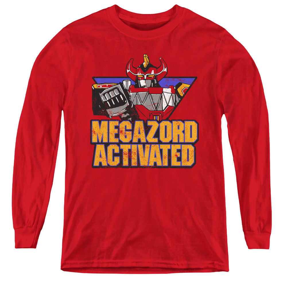 Power Rangers Megazord Activated Long Sleeve Kids Youth T Shirt Red