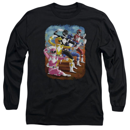 Power Rangers Impressionist Rangers Mens Long Sleeve Shirt Black