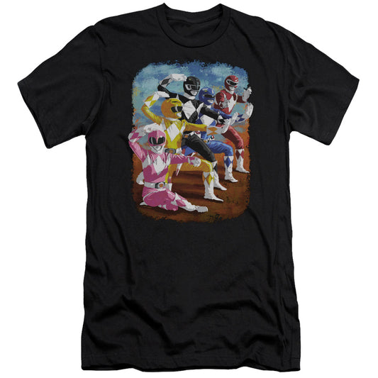 Power Rangers Impressionist Rangers Premium Bella Canvas Slim Fit Mens T Shirt Black