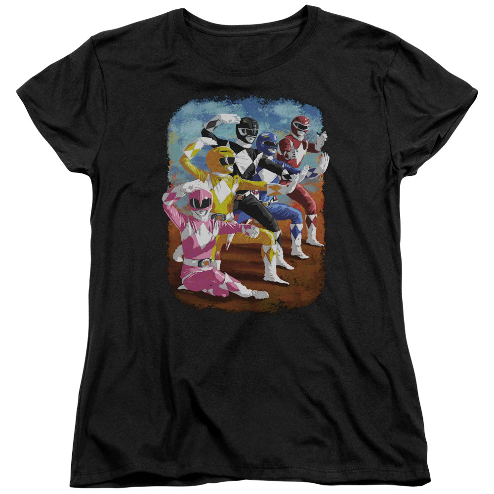 Power Rangers Impressionist Rangers Womens T Shirt Black