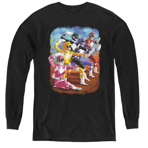 Power Rangers Impressionist Rangers Long Sleeve Kids Youth T Shirt Black