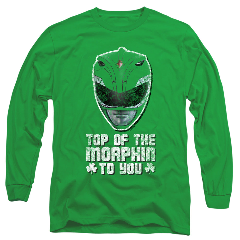 Power Rangers Top Of The Morphin To You Mens Long Sleeve Shirt Kelly Green