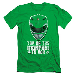 Power Rangers Top Of The Morphin To You Slim Fit Mens T Shirt Kelly Green